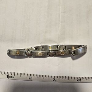 Stainless Steel Womens Gold and Silver Tennis Bracelet preppy Vintage